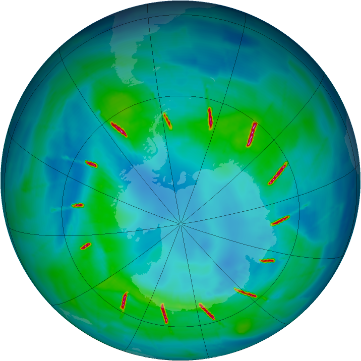 Antarctic ozone map for 16 April 2010
